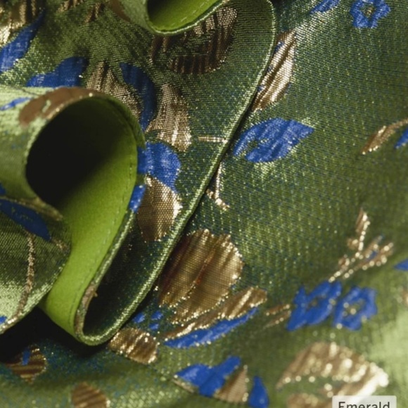 (NWT) Marchesa Notte Floral Jacquard Peplum Gown, Size 14, Green floral - Picture 3 of 6